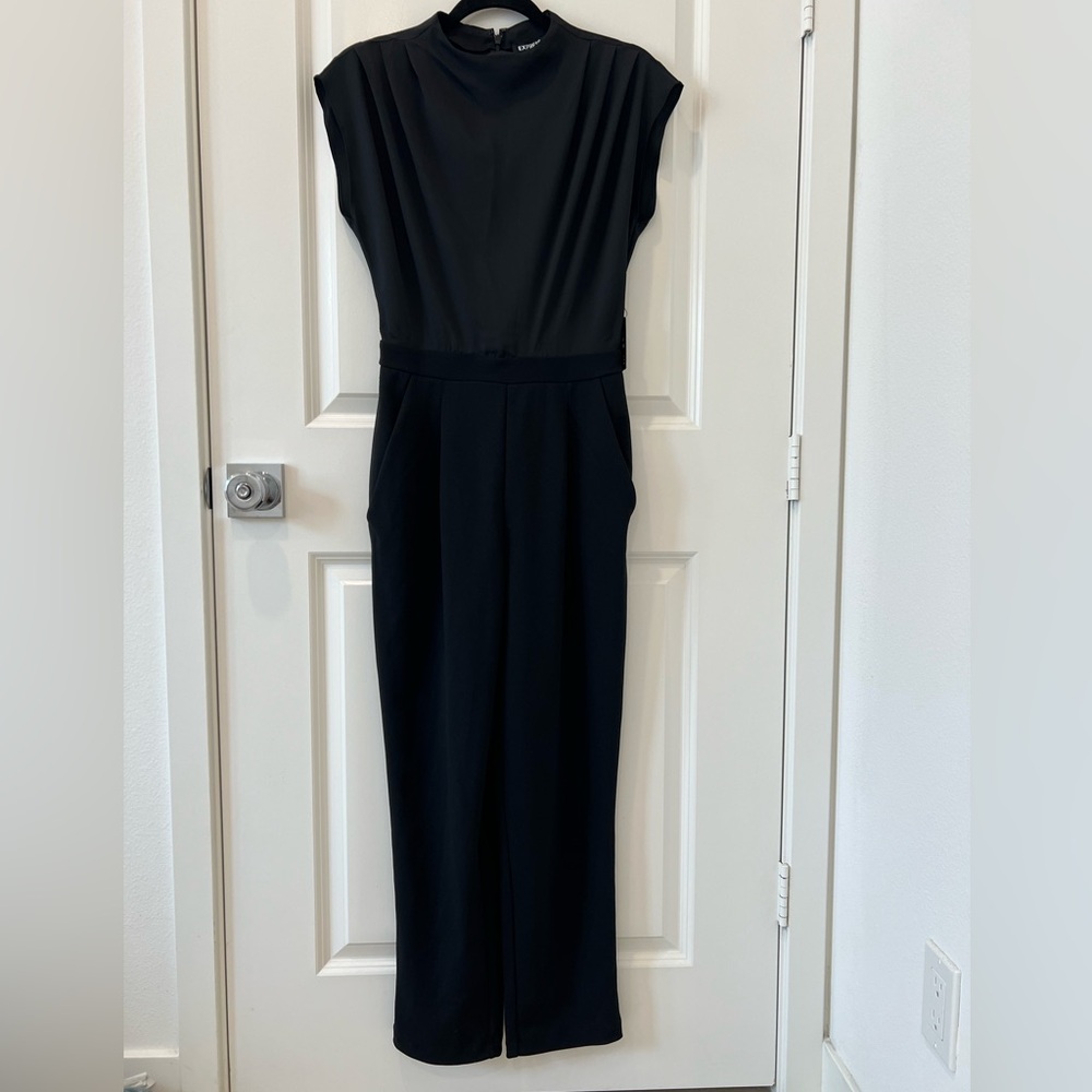Express NWT sleeveless black straight leg jumpsuit